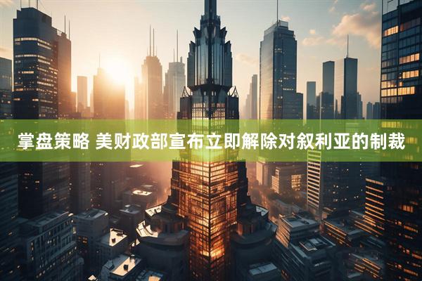掌盘策略 美财政部宣布立即解除对叙利亚的制裁