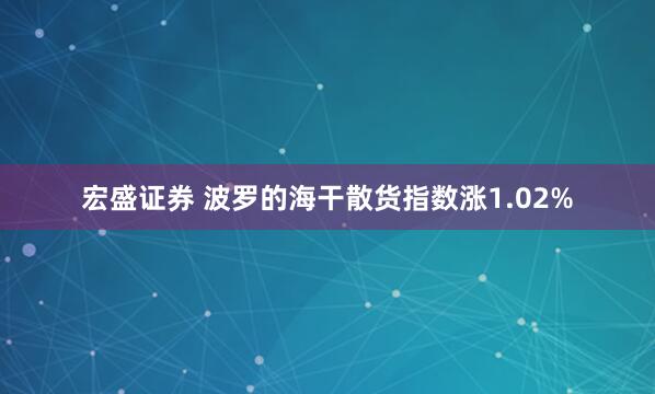 宏盛证券 波罗的海干散货指数涨1.02%